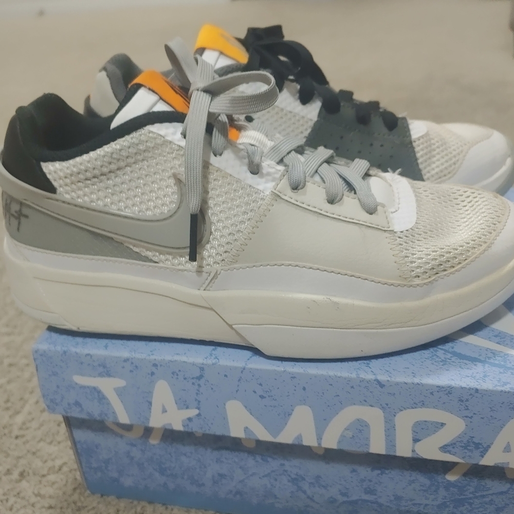 Nike Kids White and Black Sneakers with Orange Detail